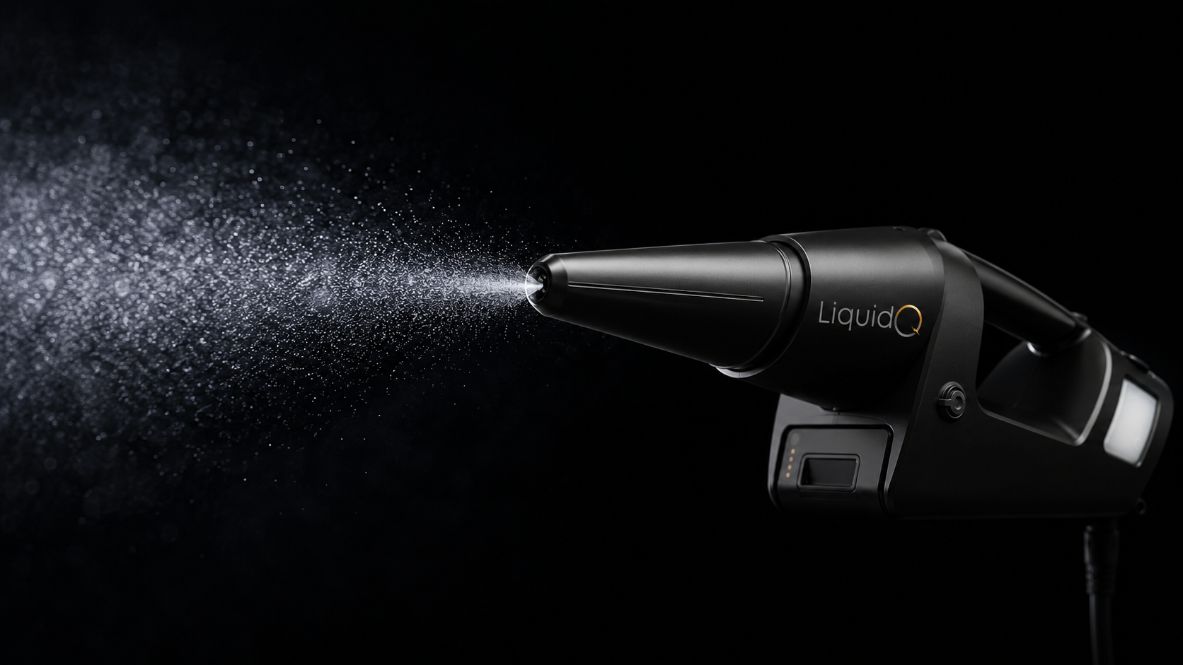 Liquid Q precision induction-charged handheld system delivering electrostatic spray